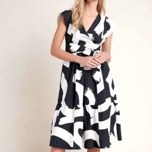 Maeve by Anthropologie Black and White Midi Dress